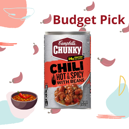 2. Campbell’s Chunky Chili, Hot and Spicy Beef and Bean Firehouse