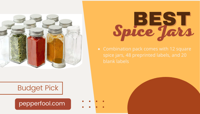 Simplehouseware Spice Jars 4 Ounce Square Bottles W/LABELS, 24-Pack